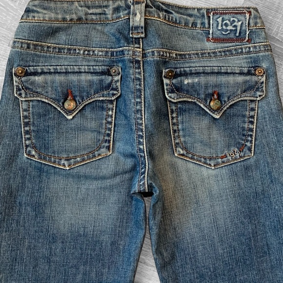 1921 Women's Slim Boot Jeans Flap Pockets Western Glove Works Size 27 - Picture 5 of 9